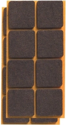 Filcové samolepicí podložky pod nábytek 25 × 25 mm, hnědé (16 ks)
