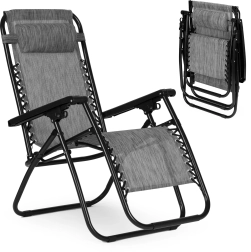 Zahradní polohovací křeslo se systémem zero gravity, šedé – MODERNHOME