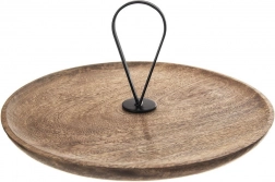 Dřevěná patrová mísa z mangového dřeva 30,5 cm s kovovým úchytem