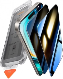 Tvrzené sklo s ochranou soukromí TORRAS Install Master pro iPhone 16 Plus