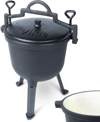 Železný kotlík s emailem na nožkách s poklicí 8 l VILDE CAST LINE