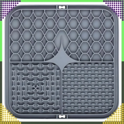 Silikonová lízací podložka pro psy a kočky, antistresová zpomalovací, šedá 20 × 20 cm