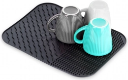 Silikonová odkapávací podložka na nádobí černá 34 × 26,5 cm