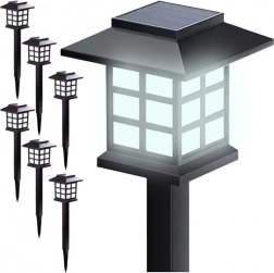 Solární zahradní lampy GARDLOV, sada 6 ks, studená bílá, amorfní panel