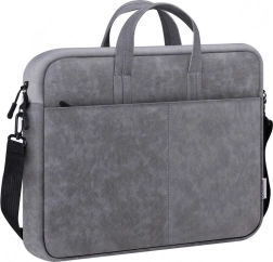 Šedá taška na notebook 15,6″ z eko kůže