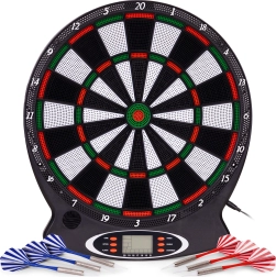 Elektronický terč na šipky s LCD, 38 cm, 18 her, set se 6 šipkami