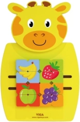 VIGA Montessori dřevěná manipulační deska ve tvaru žirafy s certifikátem FSC