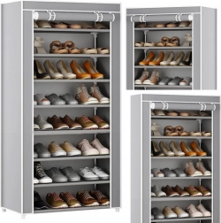 8patrový stojan na boty s prachuvzdorným krytem – šedý