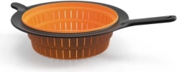 Skládací cedník z materiálu silikon/plast, 29 cm, černý/oranžový