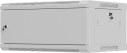 Nástěnná rack skříň 19" 4U 600 × 450 mm, šedá, kovové dveře, LANBERG WF01 (flat pack)