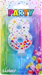 Párty svíčka číslo 8 s puntíky