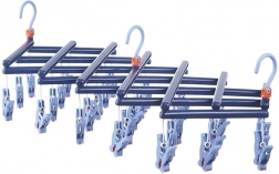 skládací věšák na prádlo s kolíčky, 29 klipsů, tmavě modrý