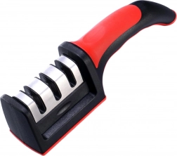 Třístupňová ruční brousek na nože červený