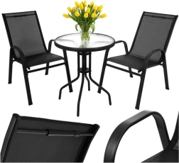 Balkonový bistro set GARDLOV – stolek a 2 židle, černý