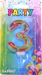 Párty svíčka číslo 3 s proužky