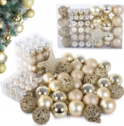 Sada vánočních ozdob 100 kusů se zlatými hvězdami