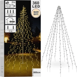 Vánoční řetězové osvětlení 360 LED na stožár