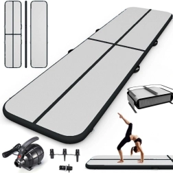 Nafukovací gymnastická airtrack podložka 400 × 100 × 20 cm černá