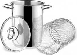 Nerezový hrnec na chřest a těstoviny s košem a skleněnou poklicí ANETT 16 cm, 4,2 l
