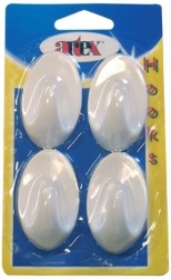 Samolepicí oválné háčky velké, bílé (4 ks)