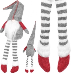 Sedící skřítek textilní dekorace 50 cm – Šedý