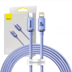 Baseus Crystal kabel USB‑C na Lightning 2 m, 20 W PD, fialový