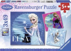 Ravensburger puzzle Ledové království: Elsa, Anna a Olaf 3×49 dílků