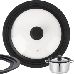 Univerzální skleněná poklice 3 v 1 RUHHY 24/26/28 cm se silikonovým lemem