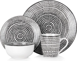 Porcelánová jídelní sada 16 ks s geometrickým vzorem