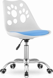 Moderní kancelářská židle bílá a modrá s chromovou základnou