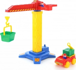 dětský věžový jeřáb s autíčkem a figurkami