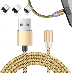 Magnetický nabíjecí kabel 3v1 micro USB, typ-c a lightning, 1m