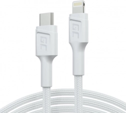kabel usb‑c na lightning 1 m mfi s podporou pd – greencell power stream, bílý