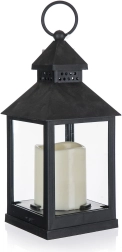 Solární LED lucerna černá 10 × 10 × 23 cm