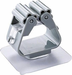 Samolepicí nástěnný držák na mop a smeták, šedý