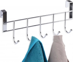 Závěsný dveřní věšák na ručníky ORION, chrom, 5 háčků