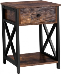 rustikální skříňka se zásuvkou a policí, ocelová konstrukce