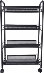 Koupelnový a kuchyňský regál se čtyřmi prostornými policemi - černý
