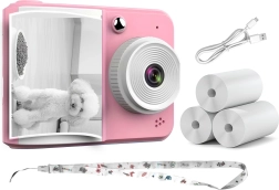 Dětský okamžitý fotoaparát RENEW FORCE s 3 rolemi papíru růžový