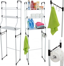 Koupelnový nadtoaletní regál se 3 policemi a držákem na toaletní papír