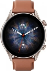 chytré hodinky amazfit gtr 3 pro s koženým řemínkem hnědé