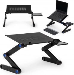 Skládací nastavitelný hliníkový stojan na notebook s držákem na myš