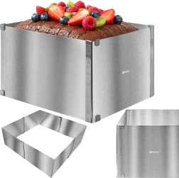 Ruhhy nastavitelný cukrářský rám na dort a zákusky z nerezové oceli 20–38 x 24–45 cm, výška 15 cm