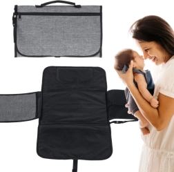 Cestovní přebalovací podložka se skládací taškou – šedá