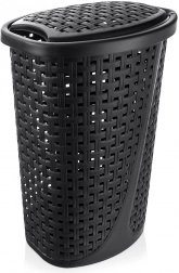 Plastový koš na prádlo 45 l s víkem, černý