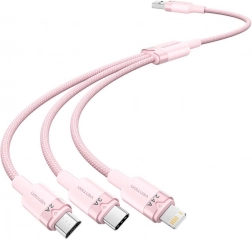 USB kabel 3v1 1,5 m 3 A Vention (růžový)