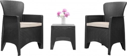 Zahradní nábytkový set na terasu nebo balkon – 2 křesla + stůl černý
