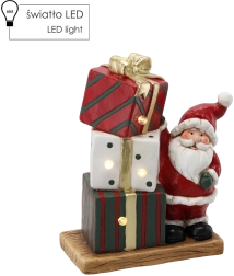 Vánoční figurka – Santa s dárky s LED osvětlením 29,5 × 15 × 36 cm