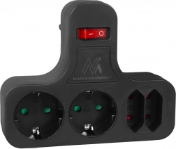 Maclean Energy čtyřnásobná elektrická zásuvka s vypínačem