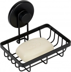 Kovová sprchová polička s přísavkou, černá, 13,5 × 10,5 × 11,5 cm